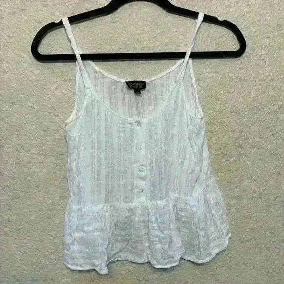 White Topshop sheer tank sz 2 summer beach vacation resort bridal lightweight - Picture 1 of 6